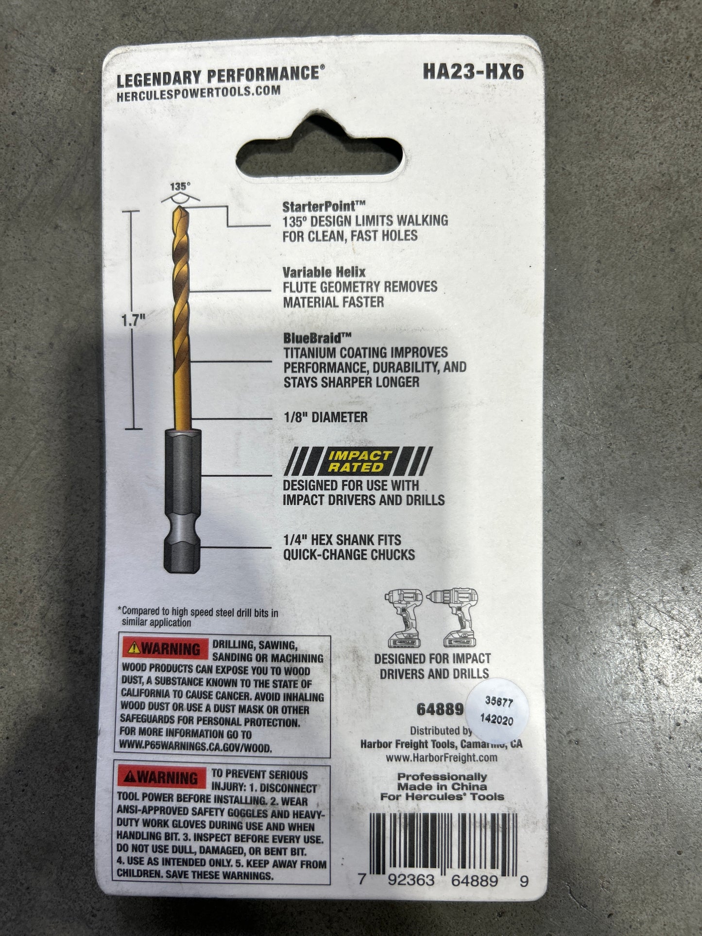GA 1/8" Impact Hex Shank Titanium Drill Bit Set 3pc - Professional Gutter Tools - Damascus