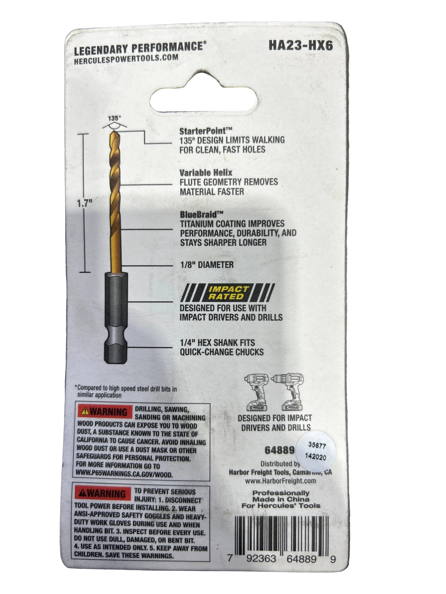 Hercules 1/8 in impact-rated titanium drill bit set 3 piece