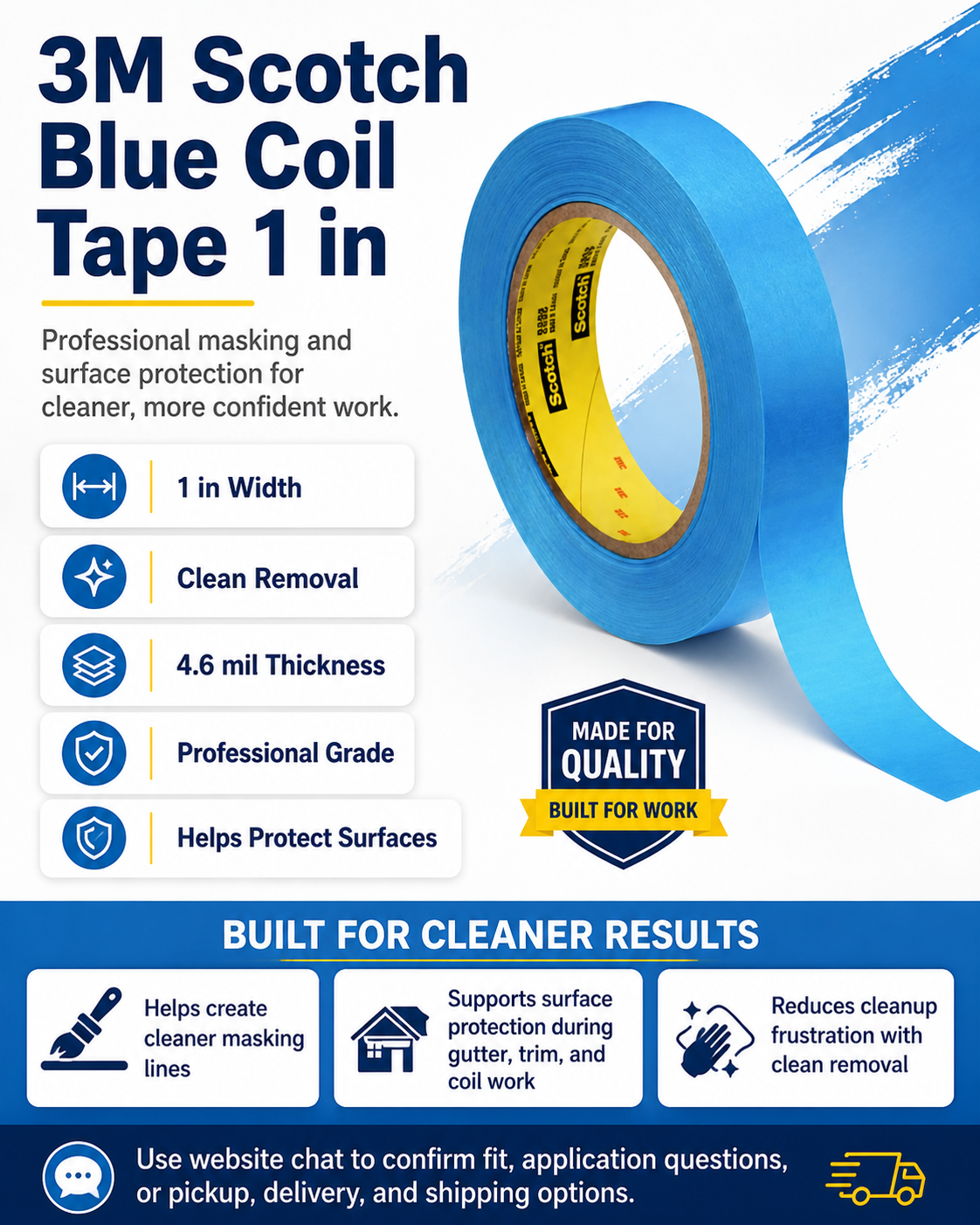 3M Scotch Blue Coil Tape 1 inch roll for gutter trim and coil masking