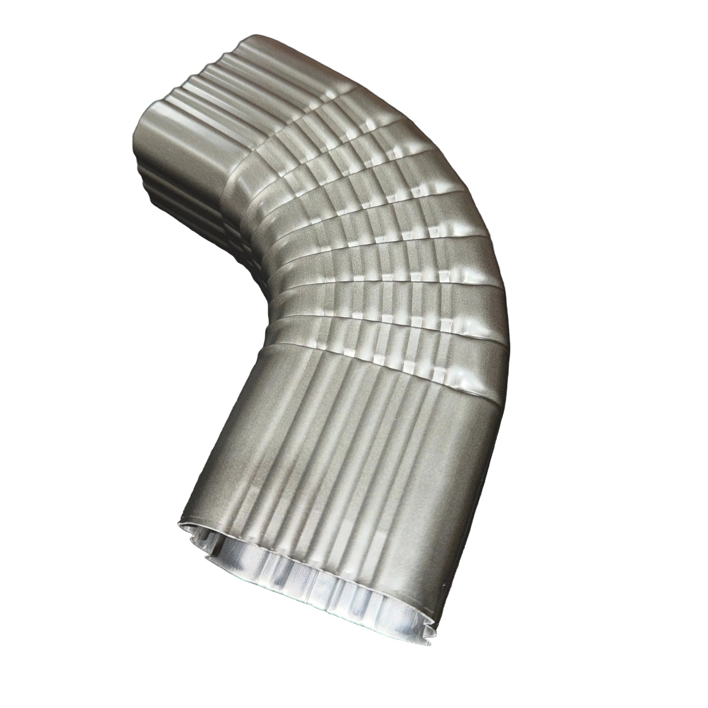 4x5 aluminum downspout elbow 75 degree Type B corrugated ribbed charcoal gray large capacity commercial gutter bend fitting professional grade rectangular profile sharp angle - GutterAll Damascus Oregon
