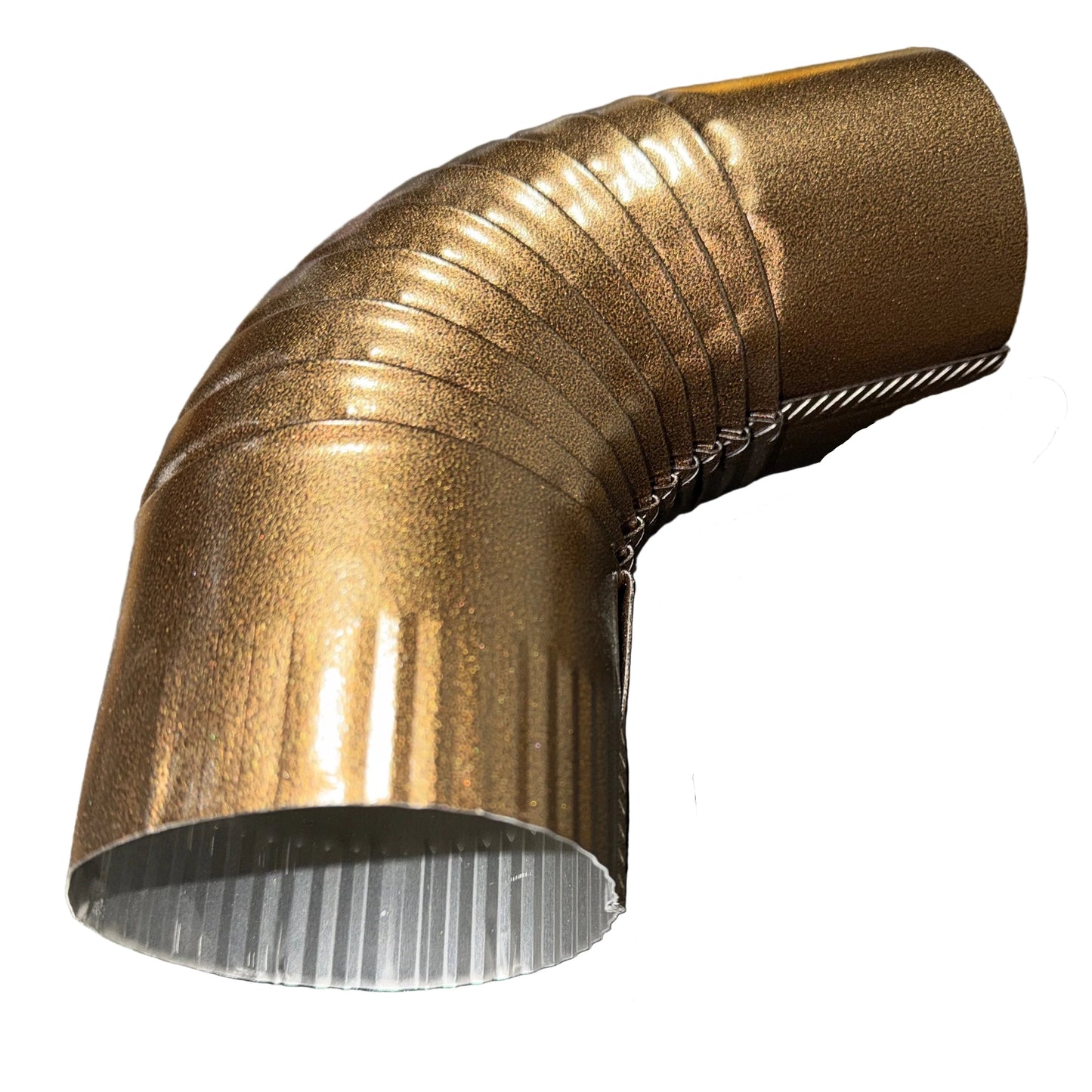 4 inch round aluminum downspout elbow 75 degree corrugated ribbed finish professional grade powder coated gutter bend fitting - GutterAll Damascus Oregon