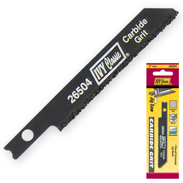 IVY Classic 3-inch carbide grit jigsaw blade black tungsten grit edge Bosch T-shank ceramic tile metal fiberglass tight radius cutting GutterAll Damascus Oregon