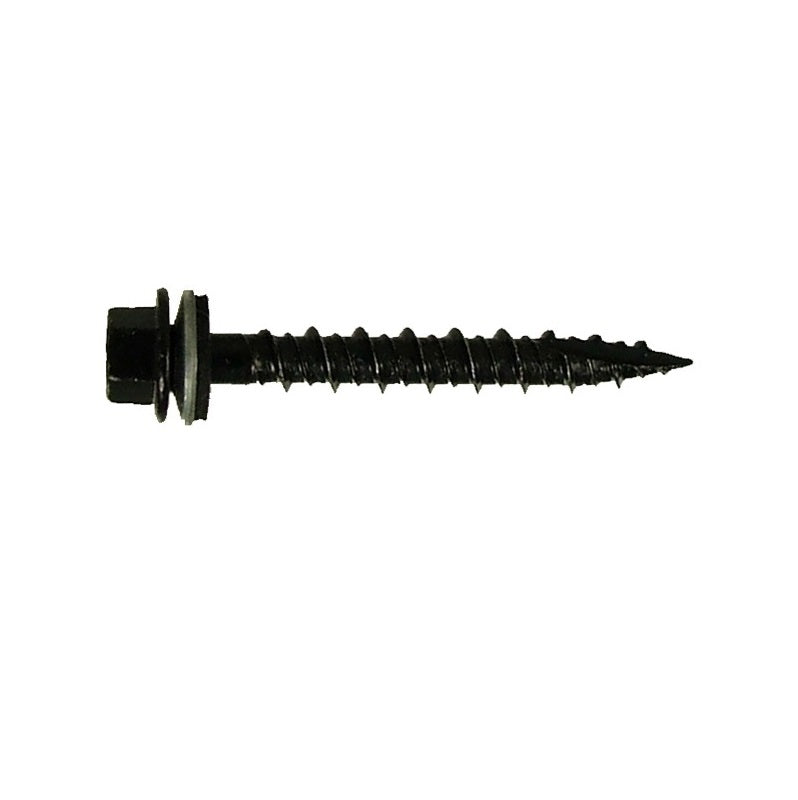 Speed Master 10 x 1-1/2 inch black Ruspert hex washer head gutter screw integrated washer self-tapping Damascus Oregon GutterAll
