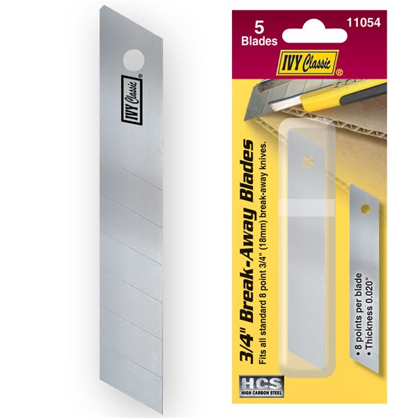 Ivy 3/8" Breakaway Utility Blades 5-pack high carbon steel segmented design professional contractor grade