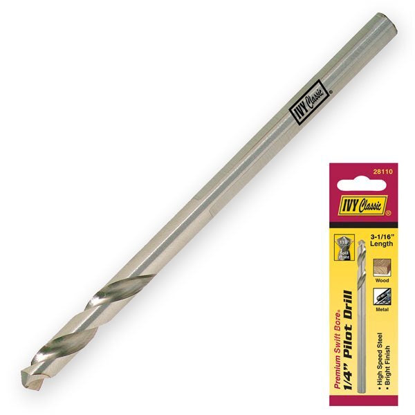 IVY Classic quarter inch pilot drill bit M2 HSS silver precision ground 118 degree split point hole saw arbor pilot bit professional grade GutterAll Damascus Oregon