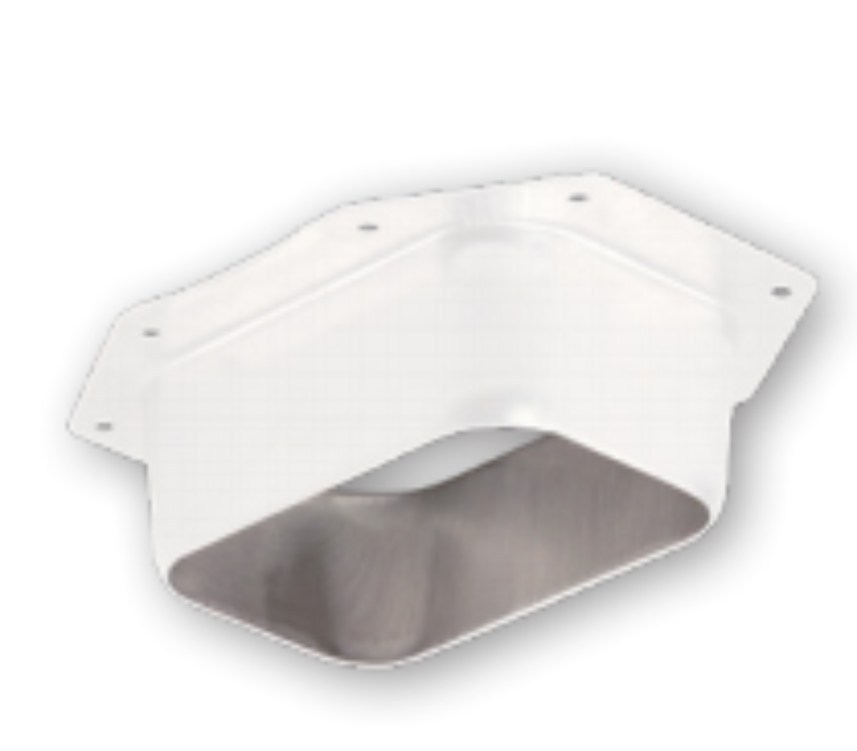 2x3 rectangular gutter outlet white aluminum pop-in design flanged top downspout connector 5 inch K-style gutter GutterAll Damascus Oregon