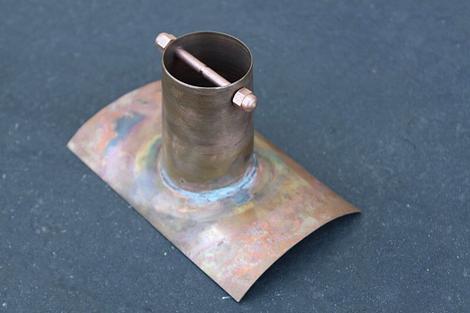 Professional grade rain chain installation kit showing half round gutter mount with secure attachment system