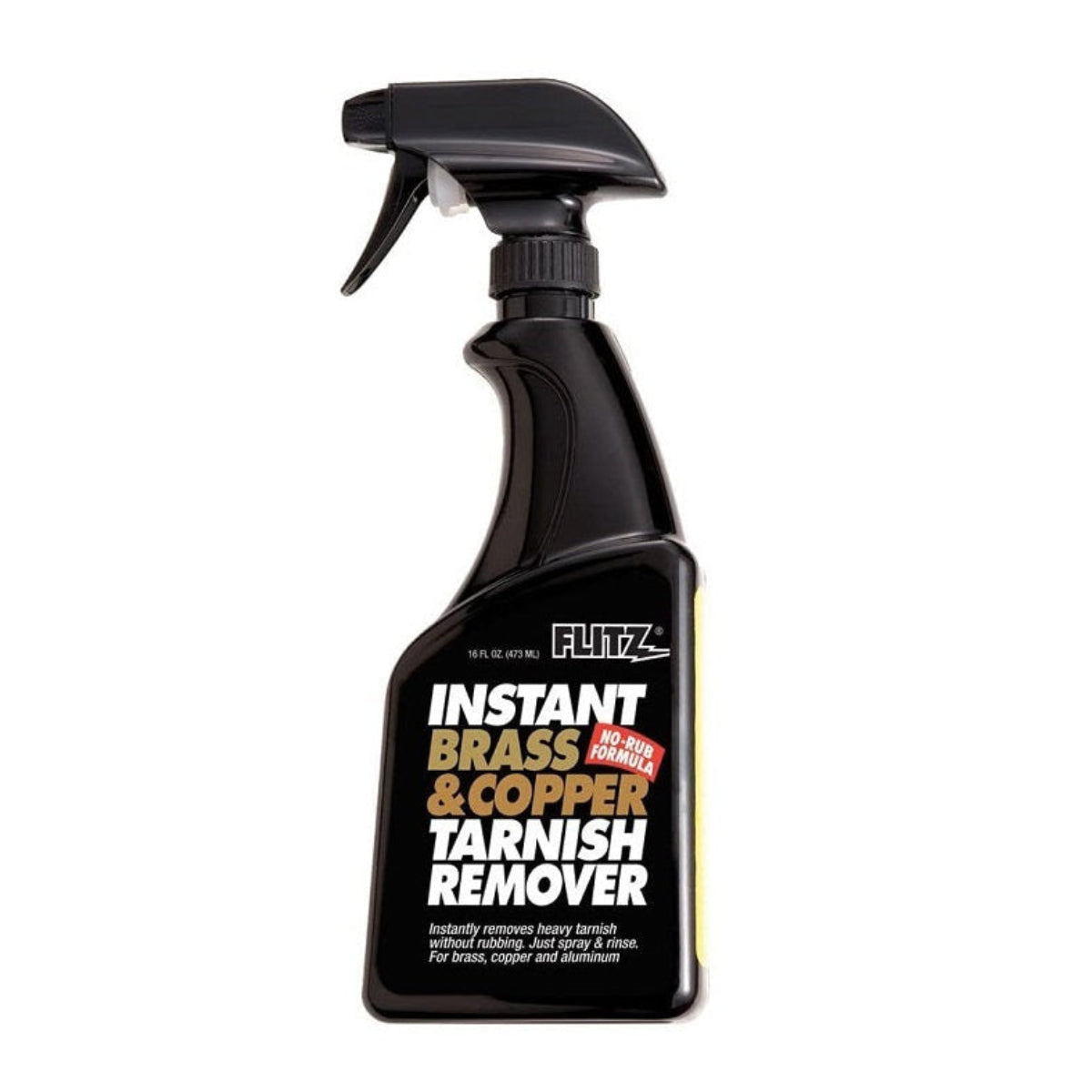 Flitz instant brass copper tarnish remover 16oz black spray bottle organic salt formula professional grade metal cleaning GutterAll Damascus Oregon