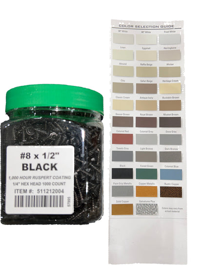 #8 x 1/2" Hex Zip Screws | Aluminum Head | 30 Colors | Damascus OR