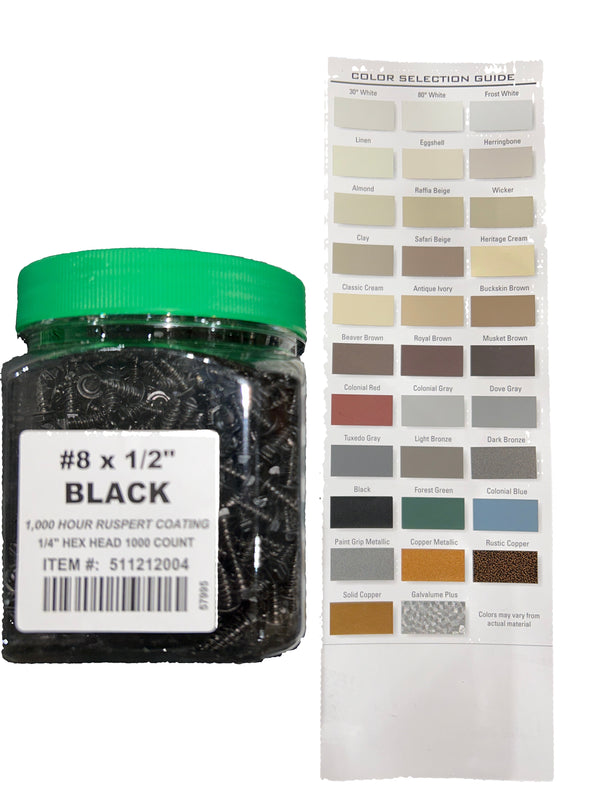 Professional #8 Hex Aluminum Zip Screws – Ruspert Coated | 25+ Color Options | Bulk