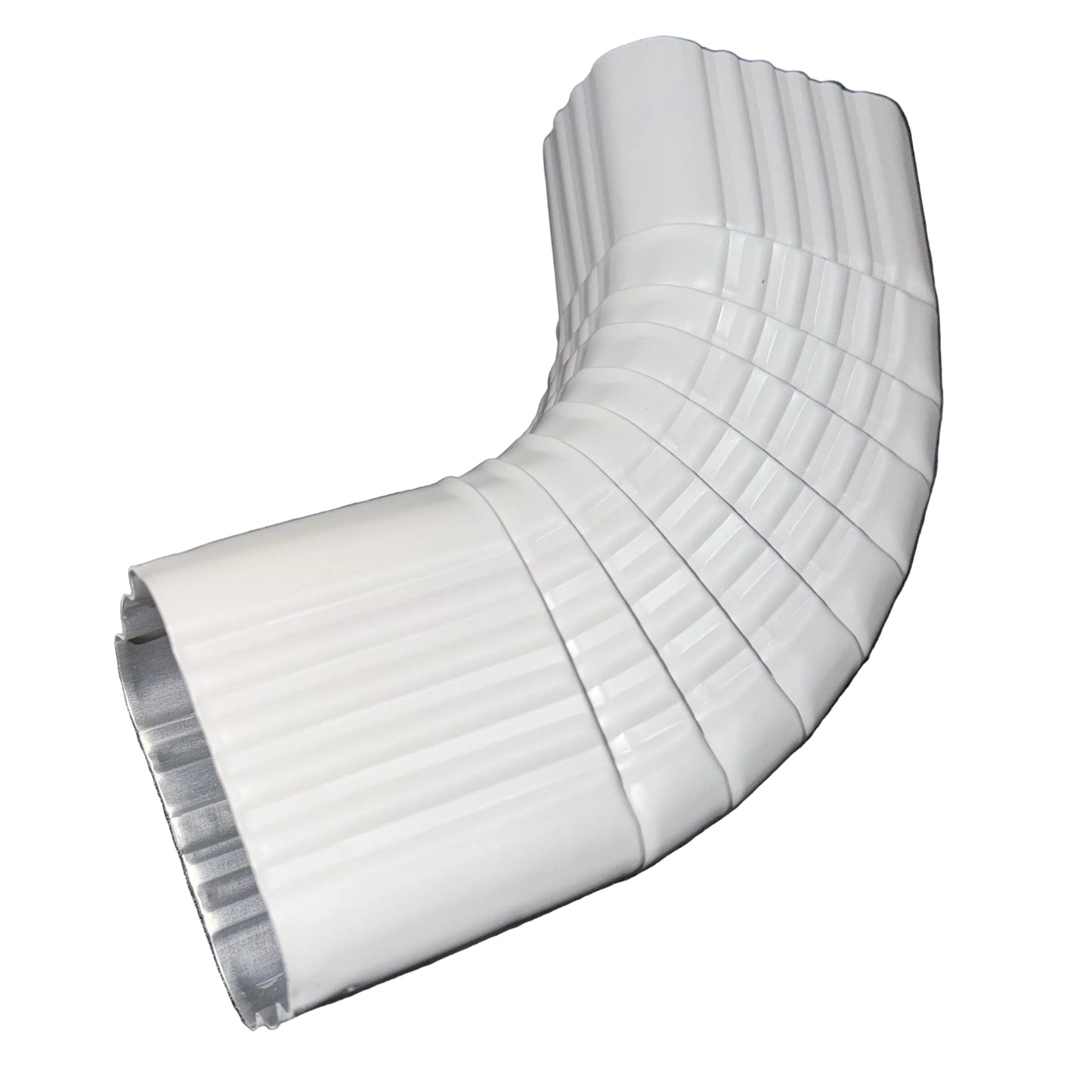 Professional 2x3 Type B downspout elbow 75-degree corrugated aluminum. Superior strength ribbed design in 25+ colors. Optimal water flow. Damascus OR contractor pricing.
