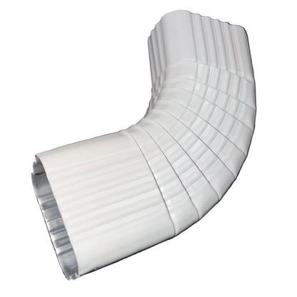 Professional 2x3 Type B downspout elbow 75-degree corrugated aluminum. Superior strength ribbed design in 25+ colors. Optimal water flow. Damascus OR contractor pricing.
