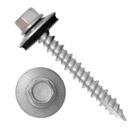 #10 silver exterior screw with integrated sealing washer