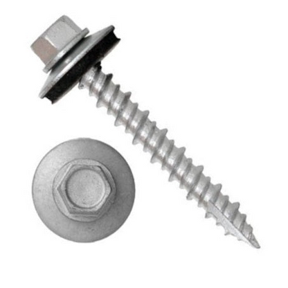 #10 silver exterior screw with integrated sealing washer
