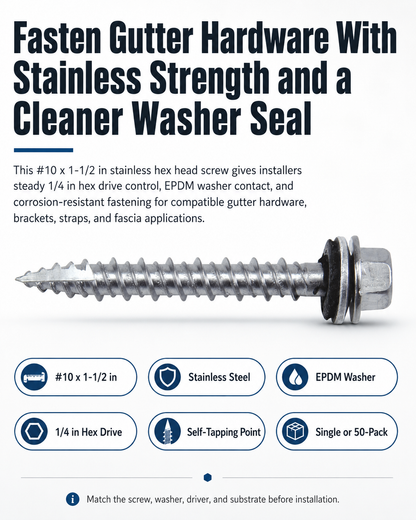 Speed Master stainless steel gutter screw for contractors and installers