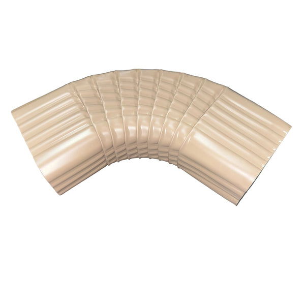Professional 2x3 Type B downspout elbow 75-degree corrugated aluminum. Superior strength ribbed design in 25+ colors. Optimal water flow. Damascus OR contractor pricing.
