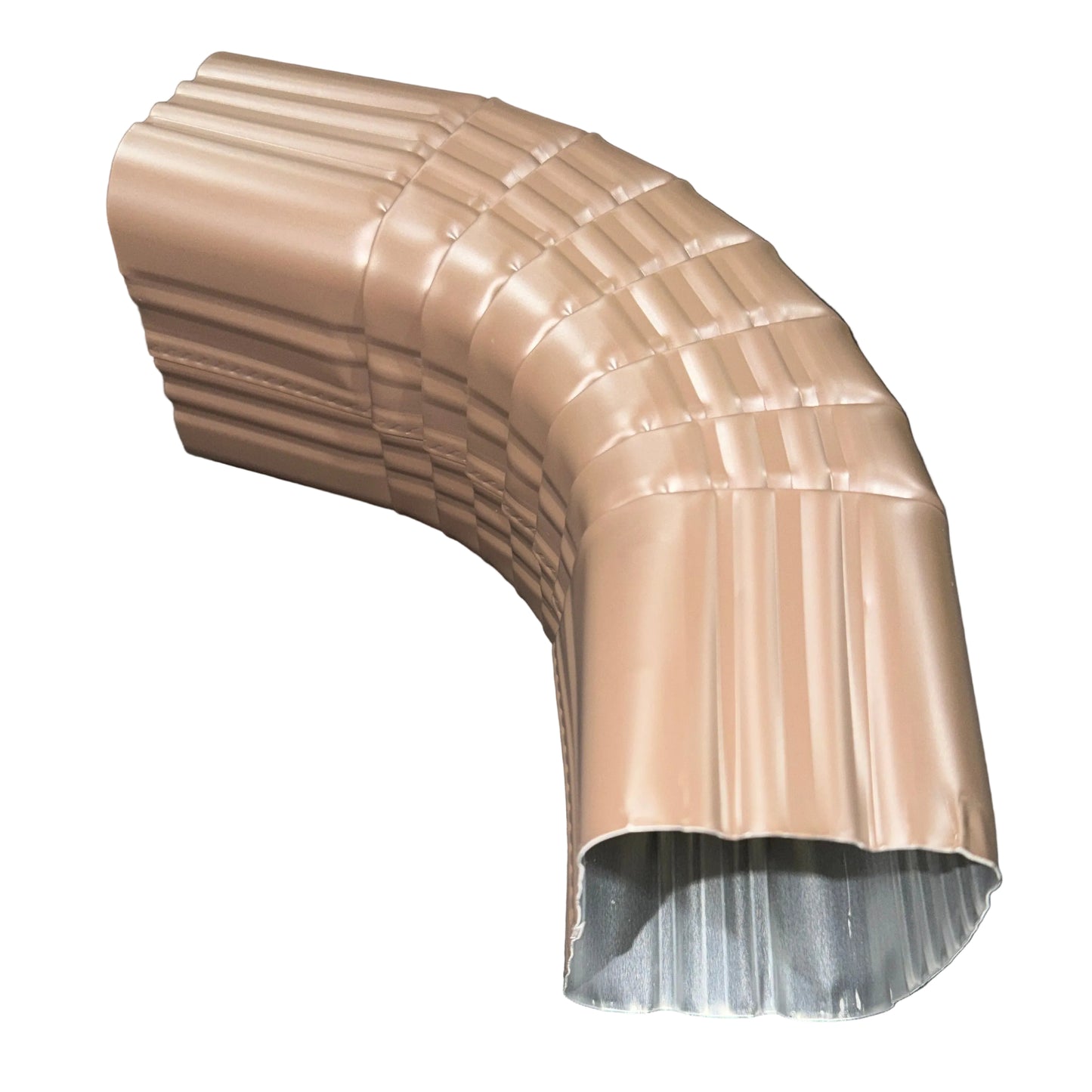 3x4 aluminum downspout elbow 75 degree Type A Style A corrugated ribbed clay brown gutter bend fitting professional grade rectangular profile high capacity drainage tight spaces deep fascia - GutterAll Damascus Oregon