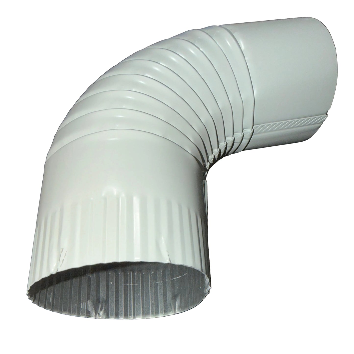 4 inch round aluminum downspout elbow 75 degree corrugated ribbed finish professional grade powder coated gutter bend fitting - GutterAll Damascus Oregon
