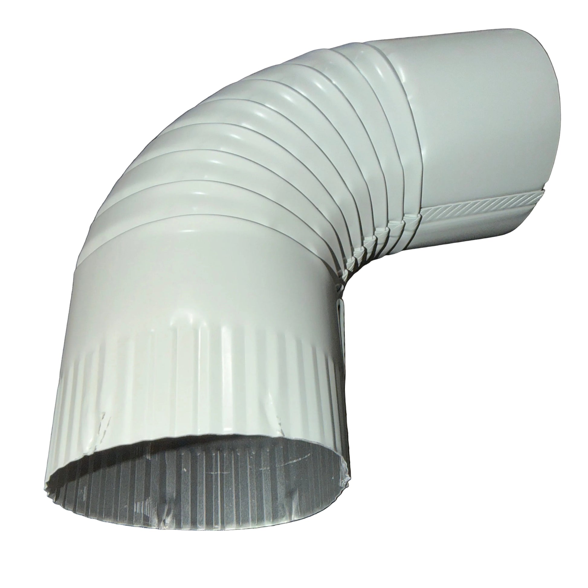 4 inch round aluminum downspout elbow 75 degree corrugated ribbed finish professional grade powder coated gutter bend fitting - GutterAll Damascus Oregon