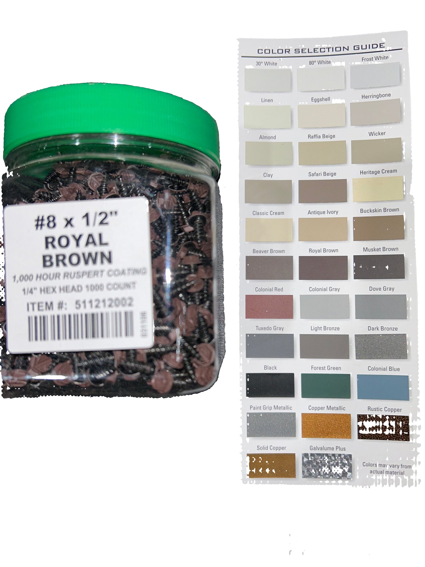 #8 x 1/2" Hex Zip Screws | Aluminum Head | 30 Colors | Damascus OR