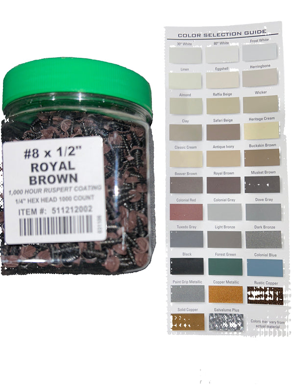 Professional #8 Hex Aluminum Zip Screws – Ruspert Coated | 25+ Color Options | Bulk