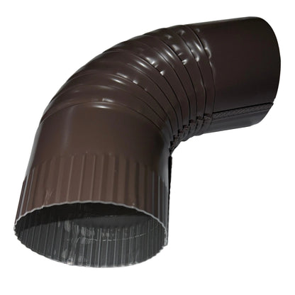 4 inch round aluminum downspout elbow 75 degree corrugated ribbed finish professional grade powder coated gutter bend fitting - GutterAll Damascus Oregon
