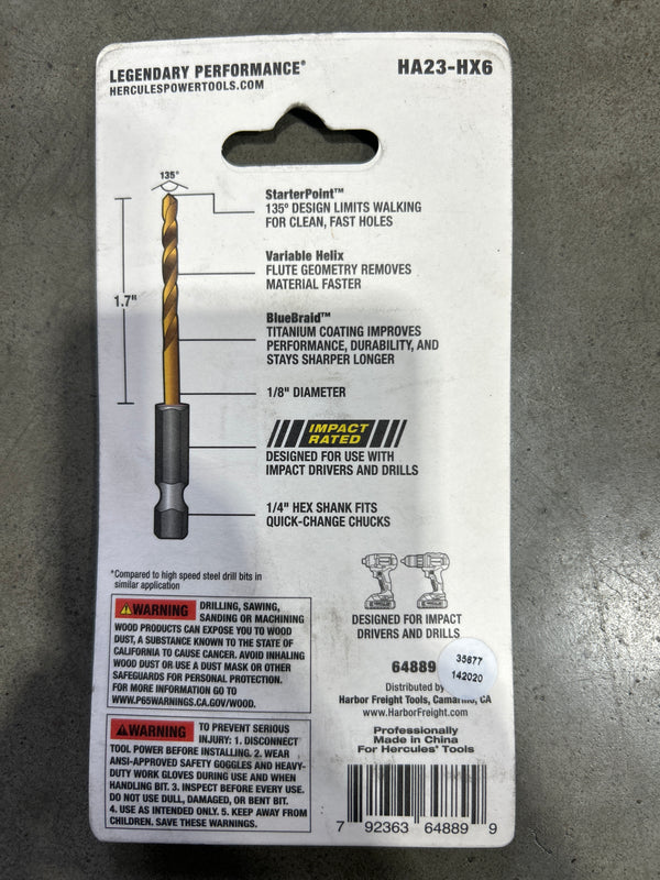 GA 1/8" Impact Hex Shank Titanium Drill Bit Set 3pc - Professional Gutter Tools - Damascus