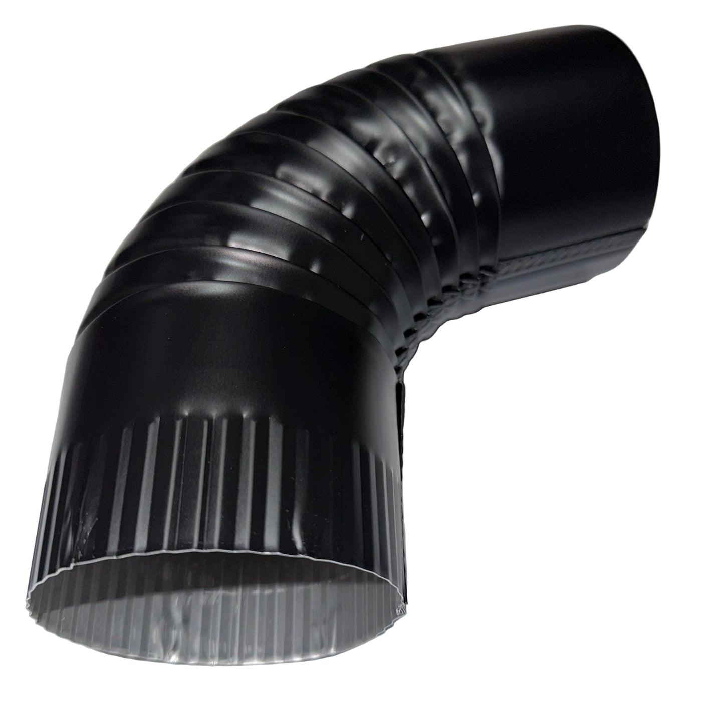 4 inch round aluminum downspout elbow 75 degree corrugated ribbed finish professional grade powder coated gutter bend fitting - GutterAll Damascus Oregon