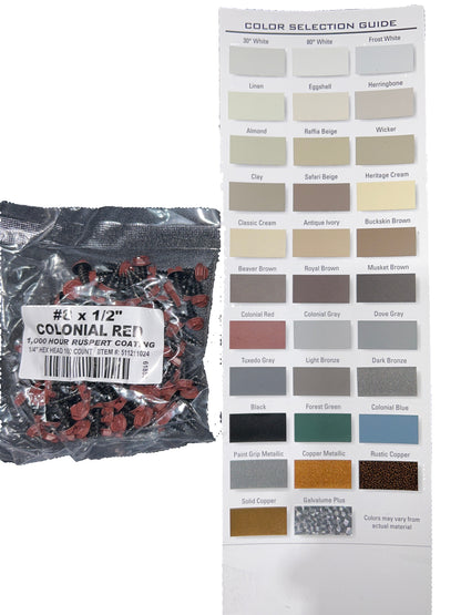 #8 x 1/2" Hex Zip Screws | Aluminum Head | 30 Colors | Damascus OR