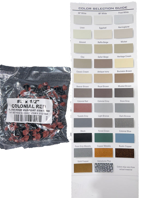 Professional #8 Hex Aluminum Zip Screws – Ruspert Coated | 25+ Color Options | Bulk