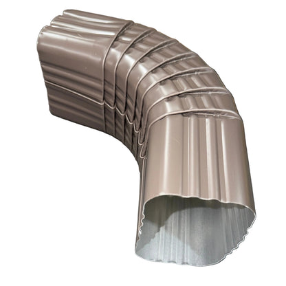 3x4 aluminum downspout elbow 75 degree Type A Style A corrugated ribbed clay brown gutter bend fitting professional grade rectangular profile high capacity drainage tight spaces deep fascia - GutterAll Damascus Oregon