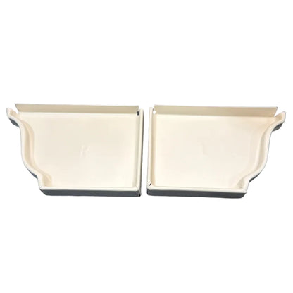 Pair of 5K aluminum gutter end caps left and right K-style ogee profile for seamless gutter systems in Damascus OR – Gutter All