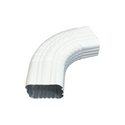 White 2x3 inch Type B downspout elbow with 75-degree angle for gutters.