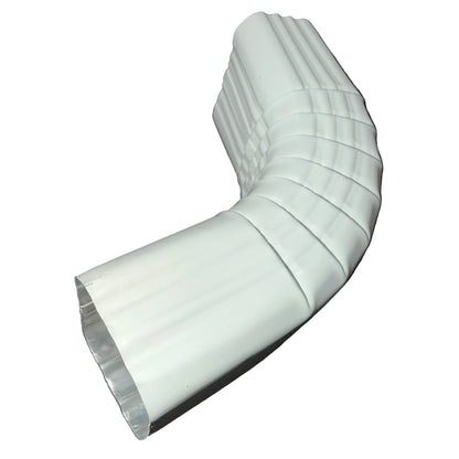 2x3 aluminum downspout elbow 75 degree Style A Type A corrugated ribbed 30 white gutter bend fitting professional grade .019 gauge rectangular profile sharp angle tight spaces - GutterAll Damascus Oregon