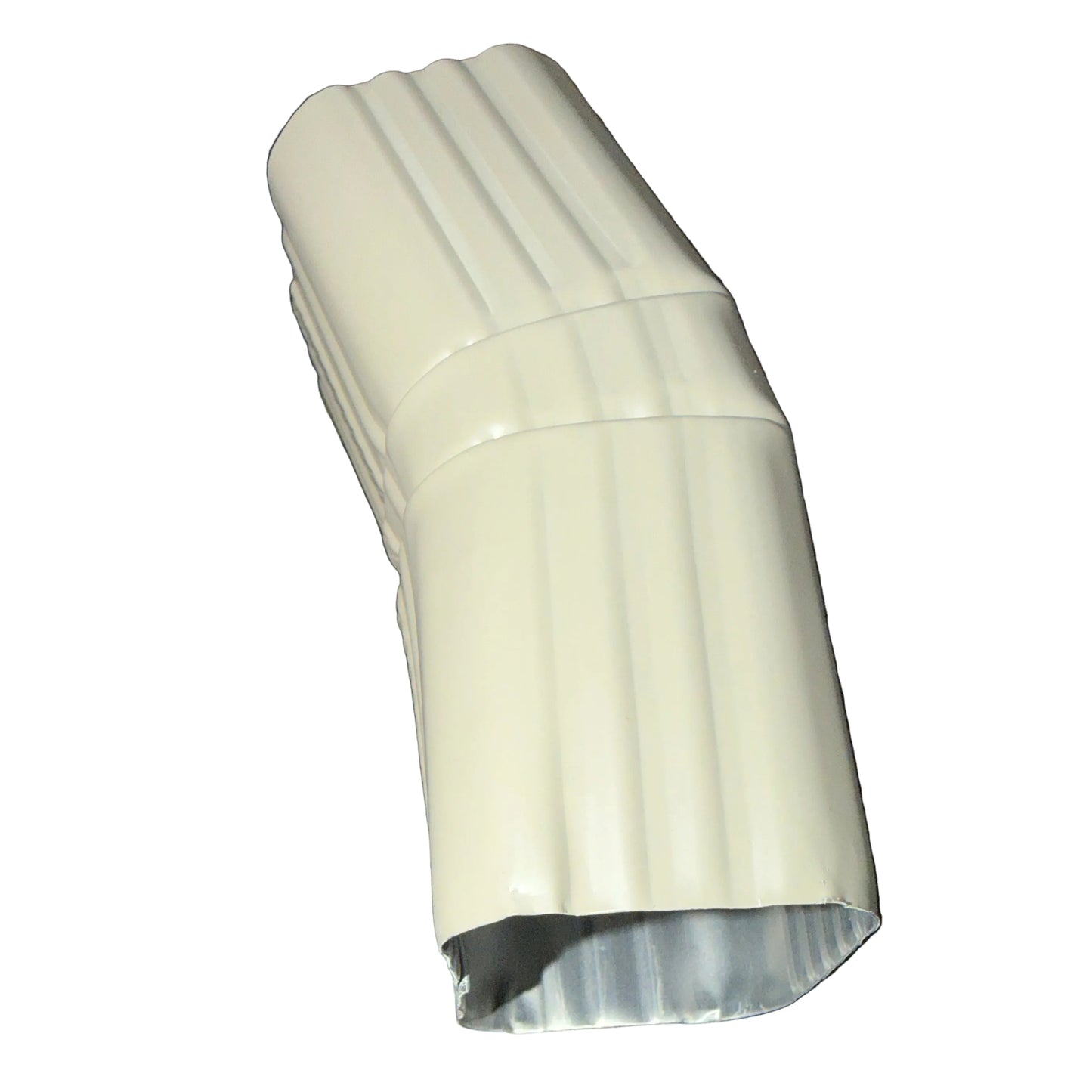 Professional 2x3 Aluminum Downspout Elbow 22.5 Degree Type A showing ribbed construction and smooth interior Clay