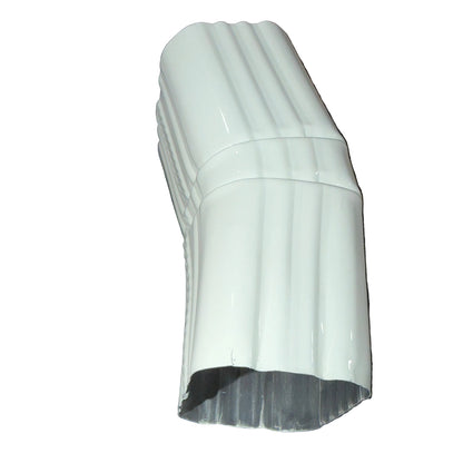 Professional 2x3 Aluminum Downspout Elbow 22.5 Degree Type A showing ribbed construction and smooth interior, 
80 Deg. White
