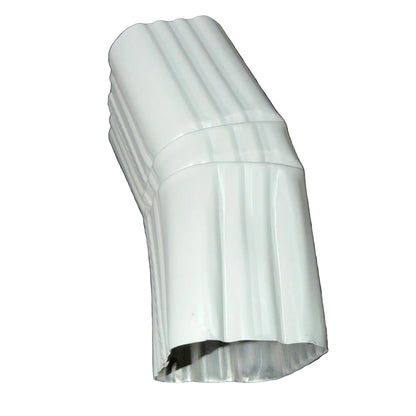 Professional 2x3 Aluminum Downspout Elbow 22.5 Degree Type A showing ribbed construction and smooth interior, Colonial Gray