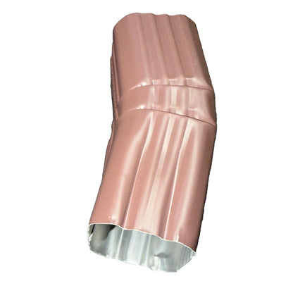 Professional 2x3 Aluminum Downspout Elbow 22.5 Degree Type A showing ribbed construction and smooth interior, Colonial Red