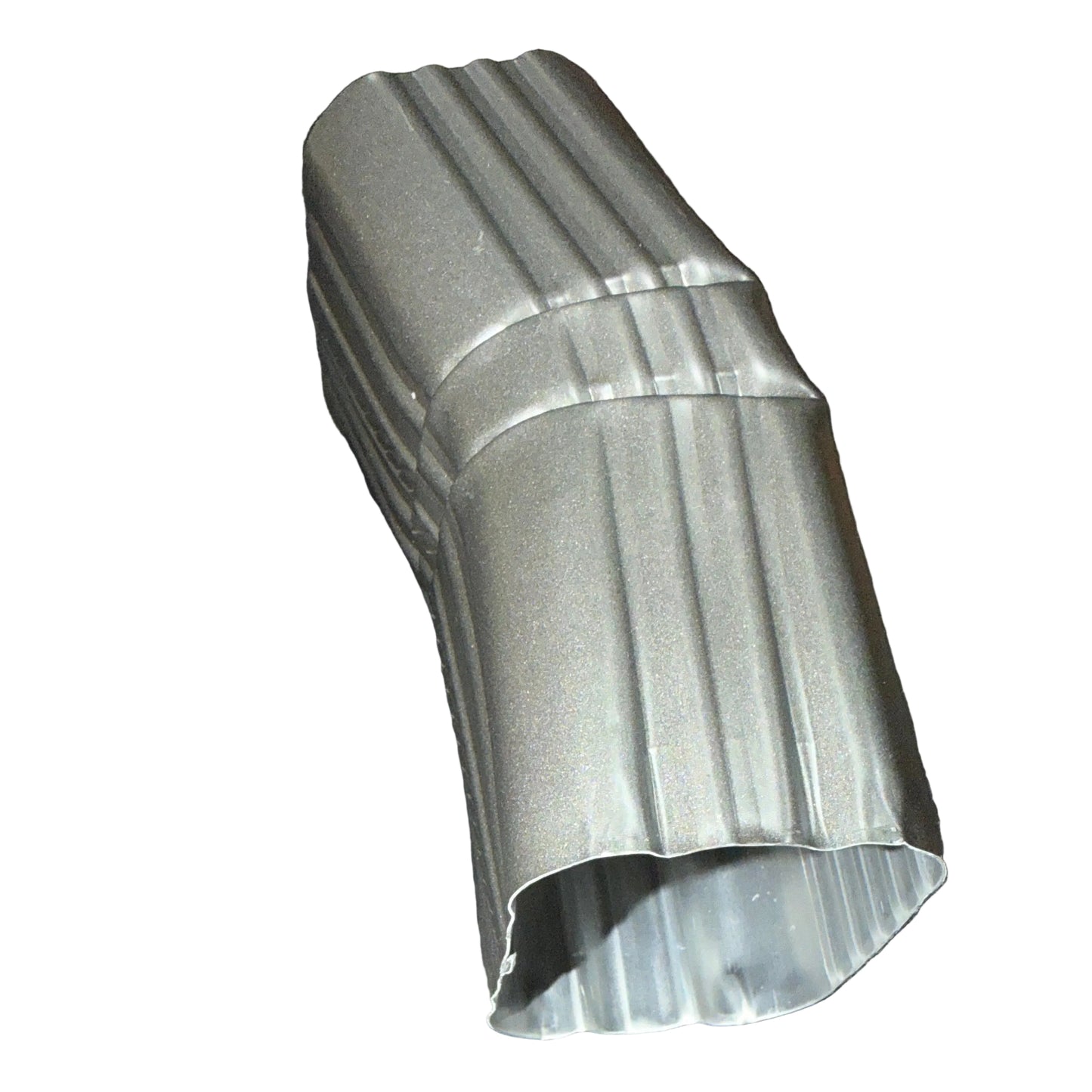 Professional 2x3 Aluminum Downspout Elbow 22.5 Degree Type A showing ribbed construction and smooth interior. Dark Bronze
