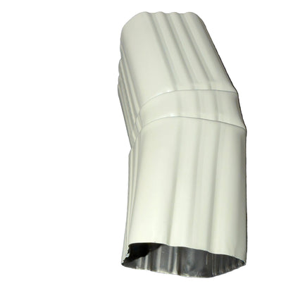 Professional 2x3 Aluminum Downspout Elbow 22.5 Degree Type A showing ribbed construction and smooth interior, Herringbone