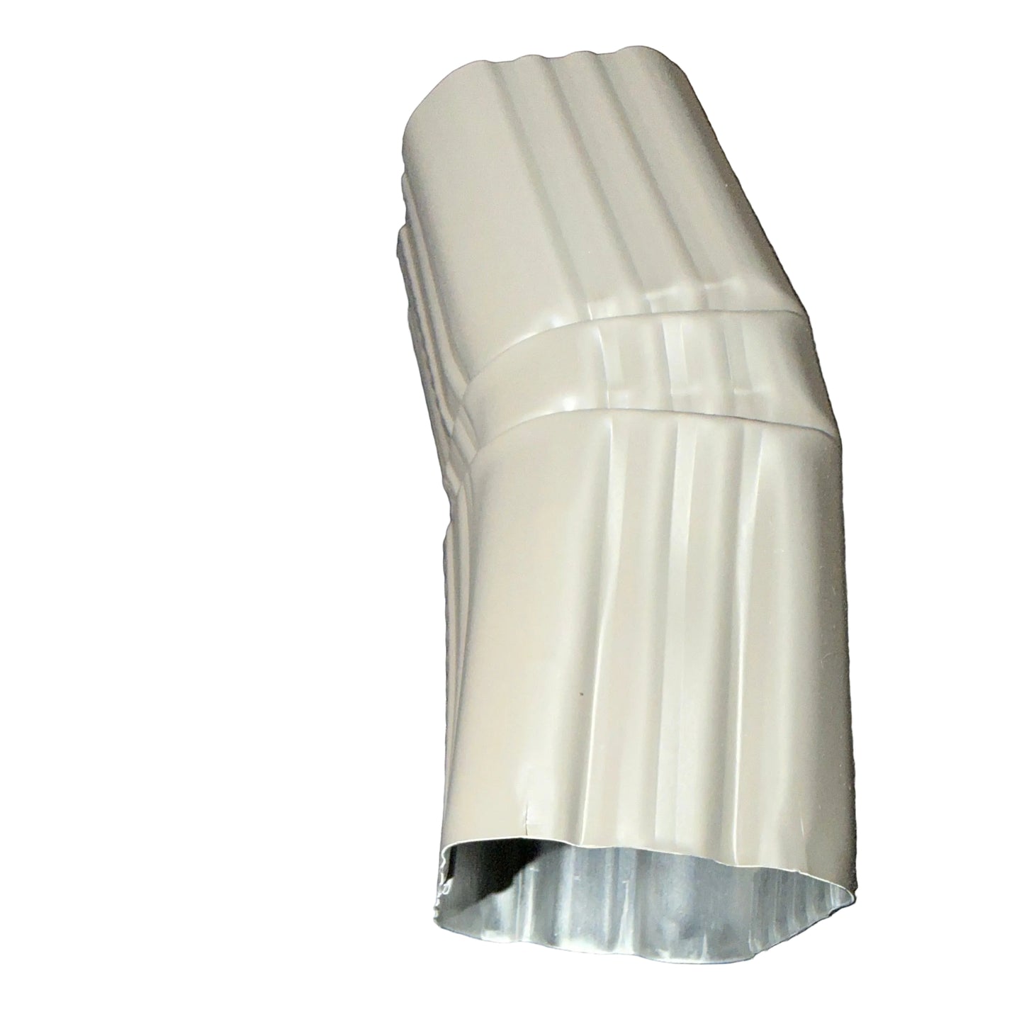 Professional 2x3 Aluminum Downspout Elbow 22.5 Degree Type A showing ribbed construction and smooth,  interior, Light Bronze