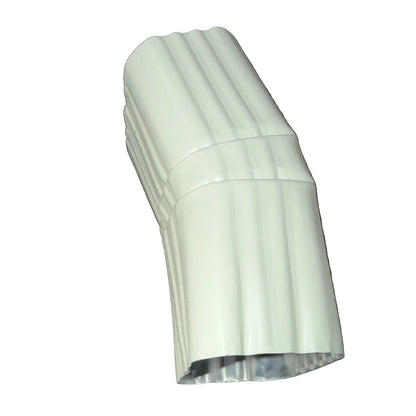 Professional 2x3 Aluminum Downspout Elbow 22.5 Degree Type A showing ribbed construction and smooth interior, 
Linen