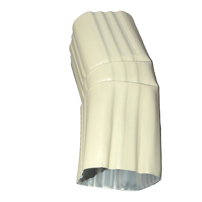 Professional 2x3 Aluminum Downspout Elbow 22.5 Degree Type A showing ribbed construction and smooth interior, Wicker