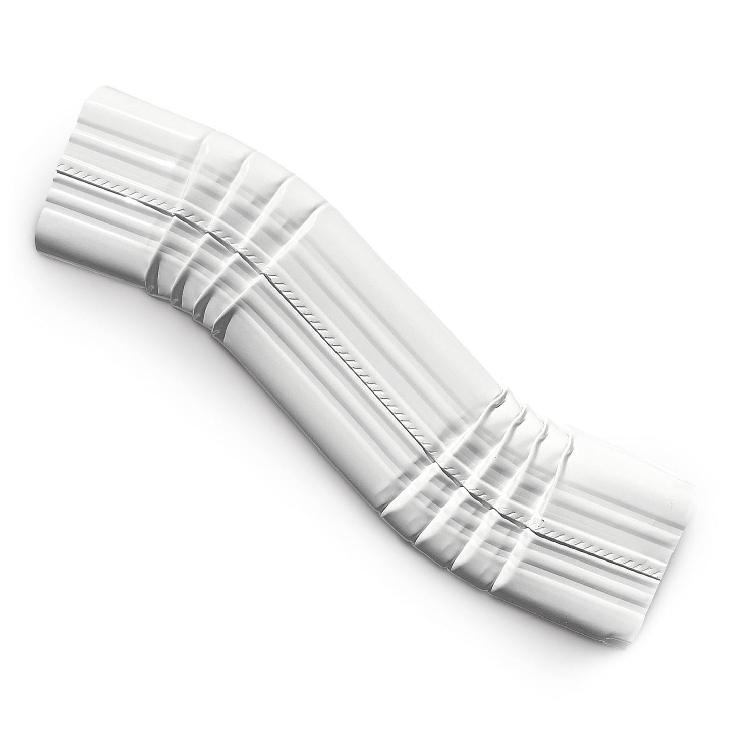 2x3 aluminum double B offset downspout elbow 2 inch clearance 11 inch height white corrugated S-bend gutter fitting obstacle navigation pre-assembled professional grade .019 gauge - GutterAll Damascus Oregon
