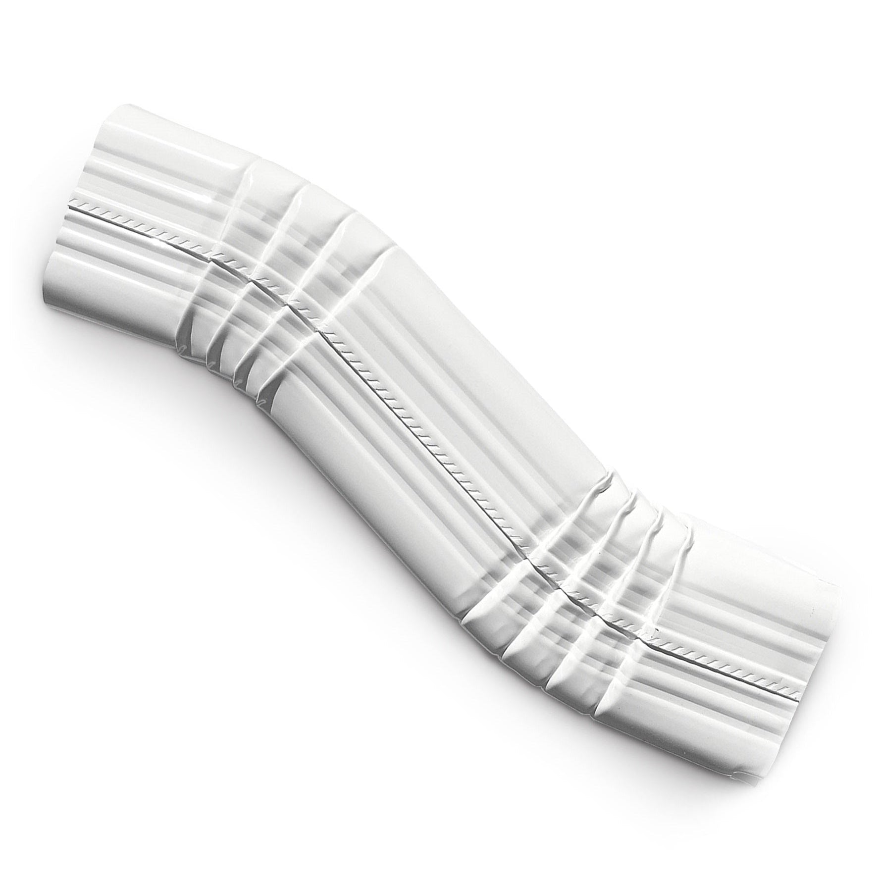 2x3 aluminum double B offset downspout elbow 2 inch clearance 11 inch height white corrugated S-bend gutter fitting obstacle navigation pre-assembled professional grade .019 gauge - GutterAll Damascus Oregon