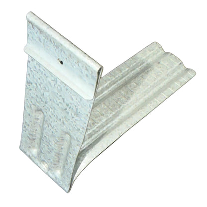 Durable copper and white gutter spacer brackets for half-round gutters.