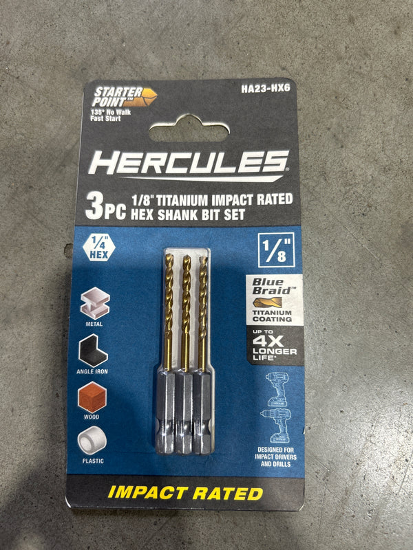 GA 1/8" Impact Hex Shank Titanium Drill Bit Set 3pc - Professional Gutter Tools - Damascus