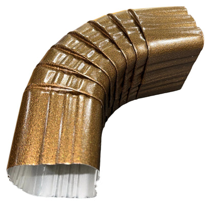 3x4 aluminum downspout elbow 75 degree Type A Style A corrugated ribbed clay brown gutter bend fitting professional grade rectangular profile high capacity drainage tight spaces deep fascia - GutterAll Damascus Oregon