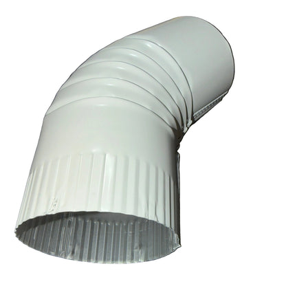 4 inch round aluminum downspout elbow 45 degree white corrugated ribbed gutter bend fitting professional residential commercial drainage - GutterAll Damascus Oregon