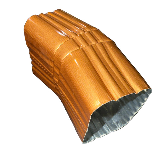 3x4 aluminum downspout elbow 22.5 degree Style A Type A corrugated ribbed rustic copper gutter bend fitting professional grade .019 gauge rectangular profile precision angle custom drainage - GutterAll Damascus Oregon